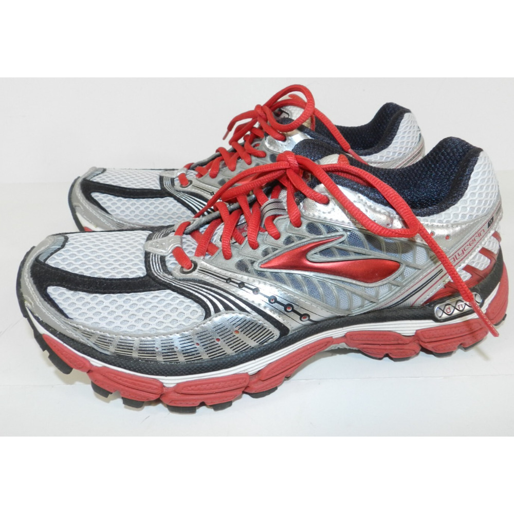 Brooks "Glycerin" Running Shoes men's Size 9 (Narrow) silver red (nn55)